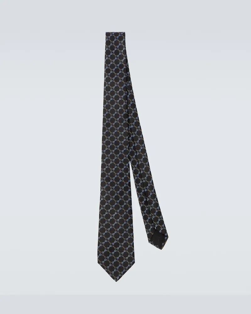 Gucci Krawatte Horsebit aus Seiden-Jacquard Schwarz