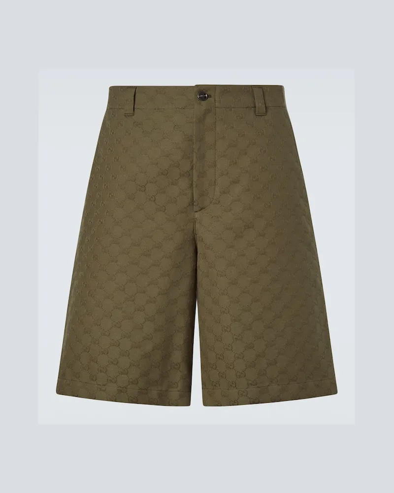 Gucci Bermuda-Shorts GG aus einem Baumwollgemisch Grün