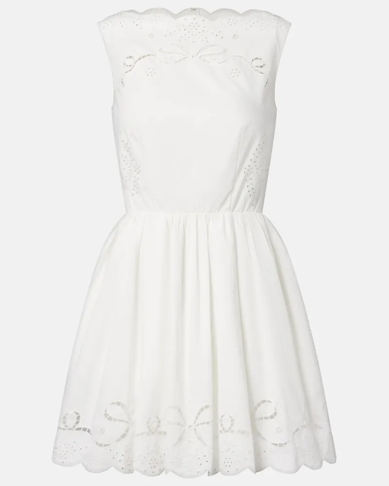 Self-Portrait Minikleid aus Baumwollpopeline Weiß