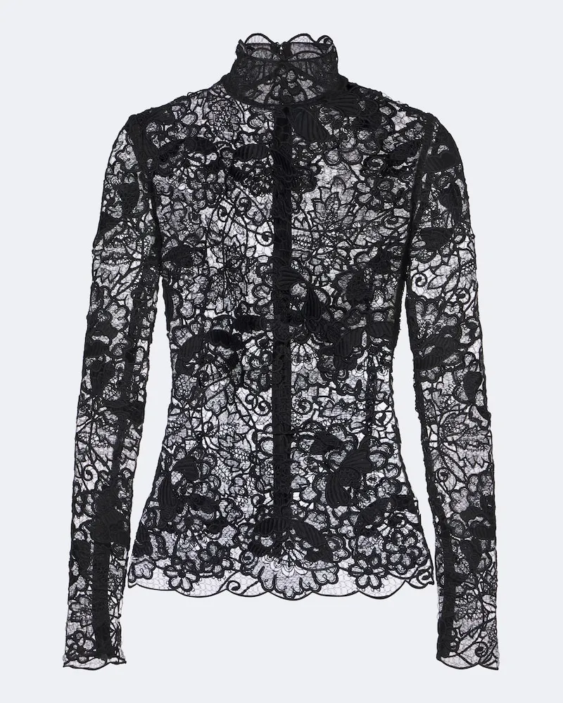 Elie Saab Top aus Spitze Schwarz