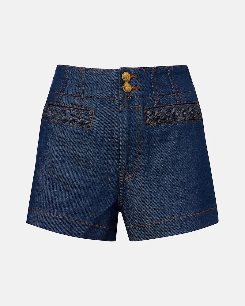 Zimmermann High-Rise Shorts Aster aus Denim Blau