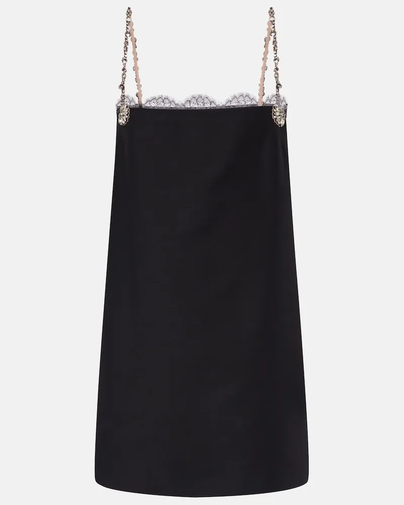 Valentino Garavani Minikleid aus Crepe Couture mit Kristallen Schwarz