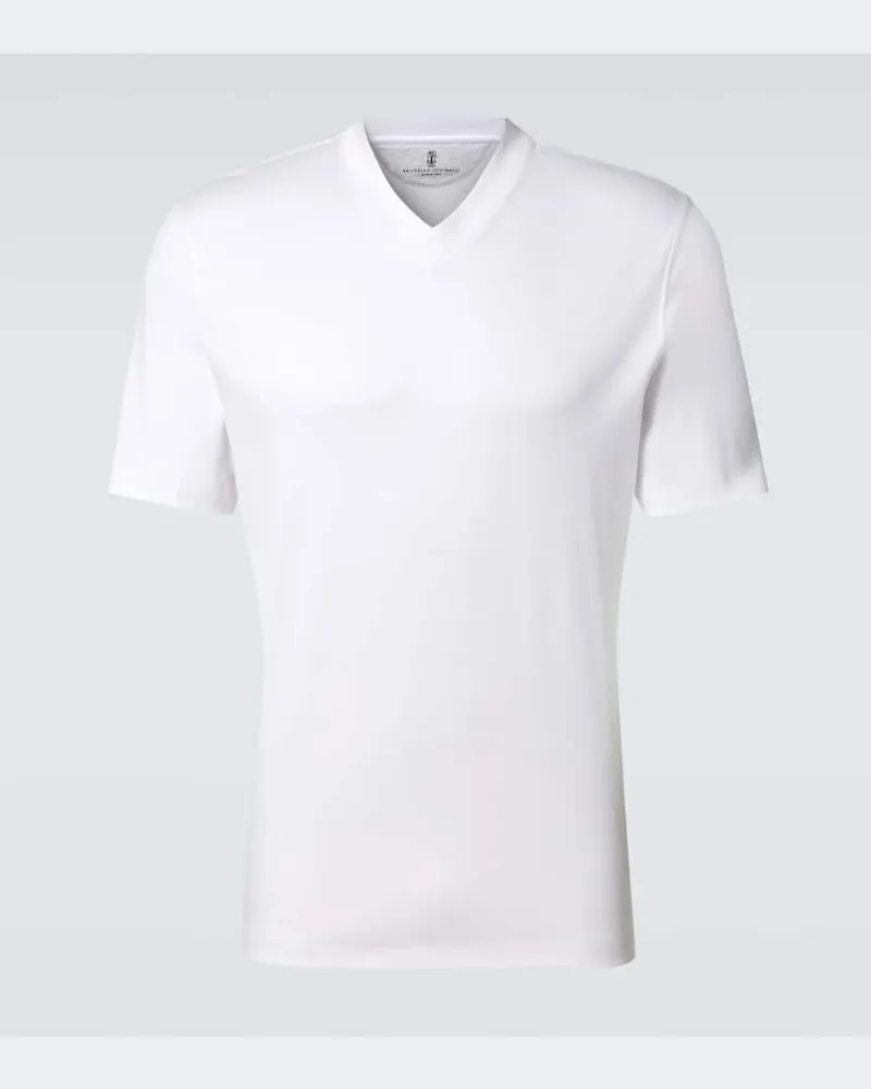Brunello Cucinelli T-Shirt aus Baumwoll-Jersey Weiß