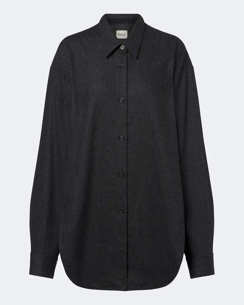 KHAITE Oversize Hemd Goya aus Wolle und Cashmere Grau
