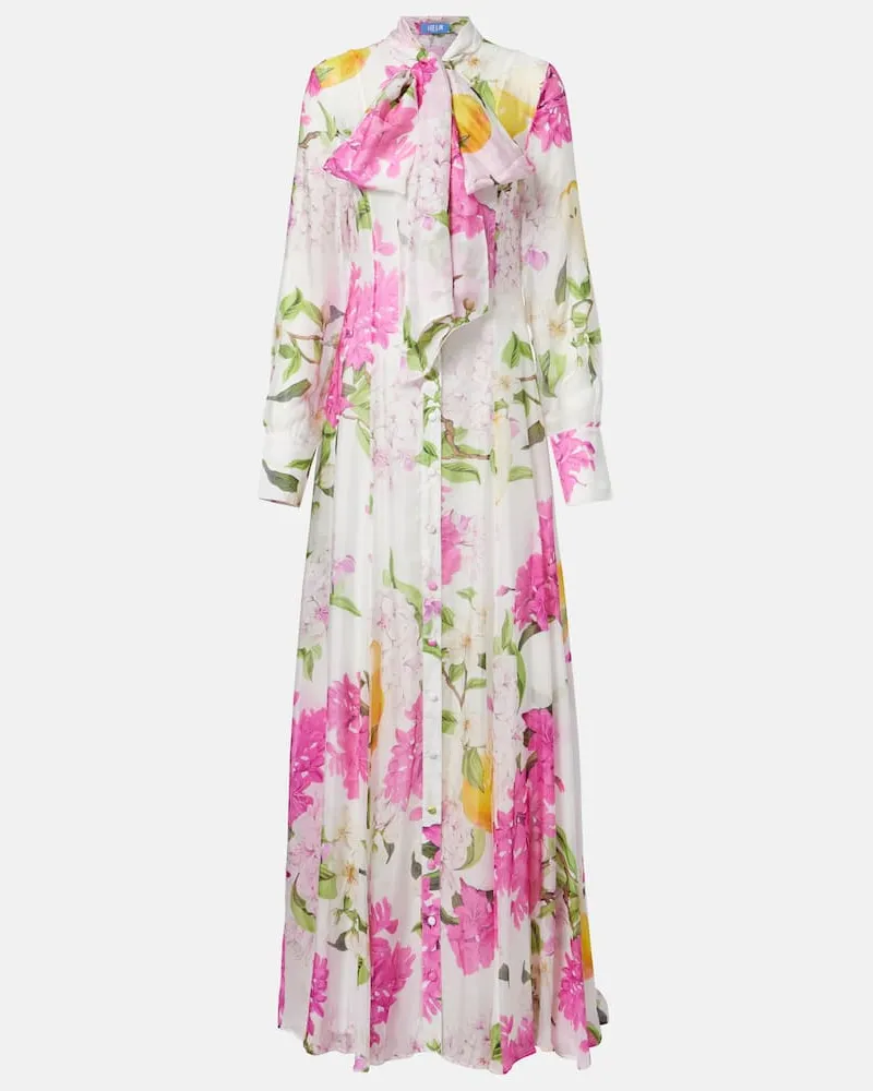 LEO LIN Bedrucktes Maxikleid Lilith Weiß