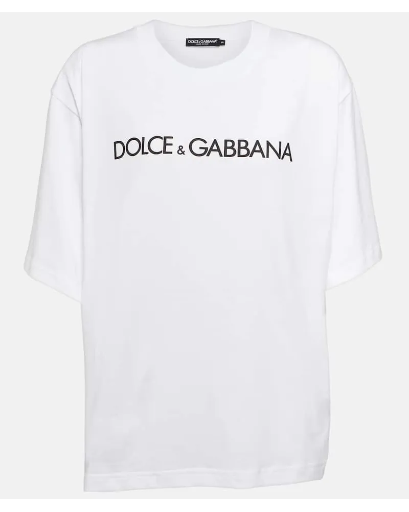 Dolce & Gabbana T-Shirt aus Baumwoll-Jersey Weiss