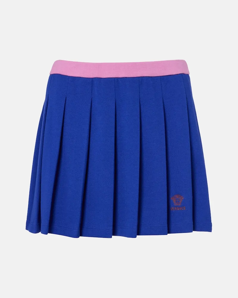 Versace Minirock Medusa aus Baumwoll-Piqué Blau