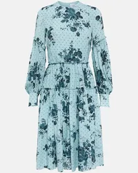 Erdem Bedrucktes Minikleid aus Crepe Blau