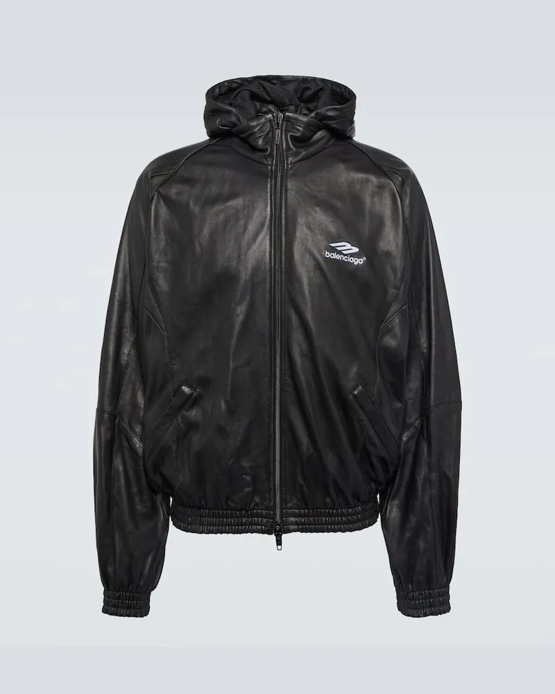 Balenciaga Trainingsjacke 3B Sports Icon aus Leder Schwarz