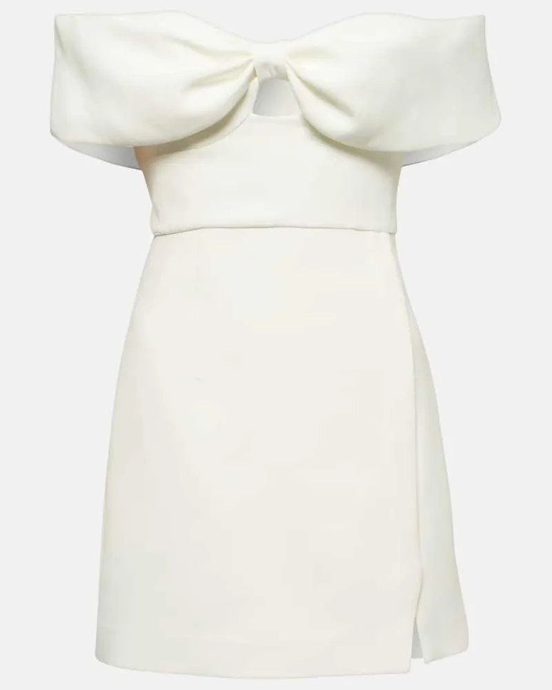 Self-Portrait Off-Shoulder-Minikleid aus Crêpe Weiß