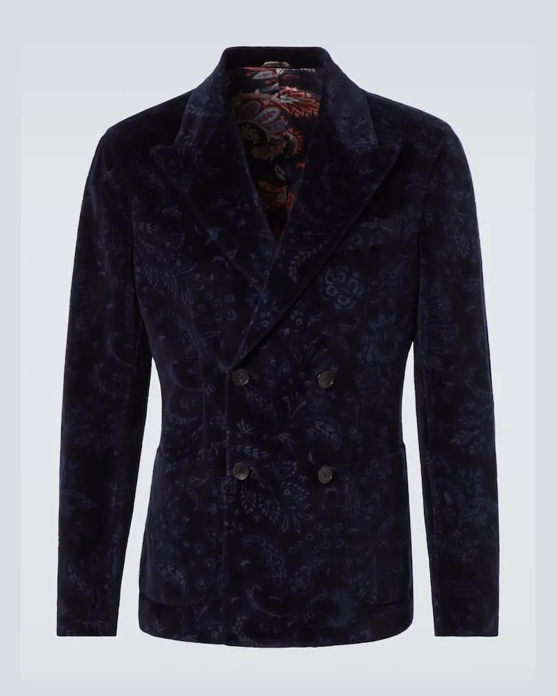 Etro Blazer aus Samt Blau