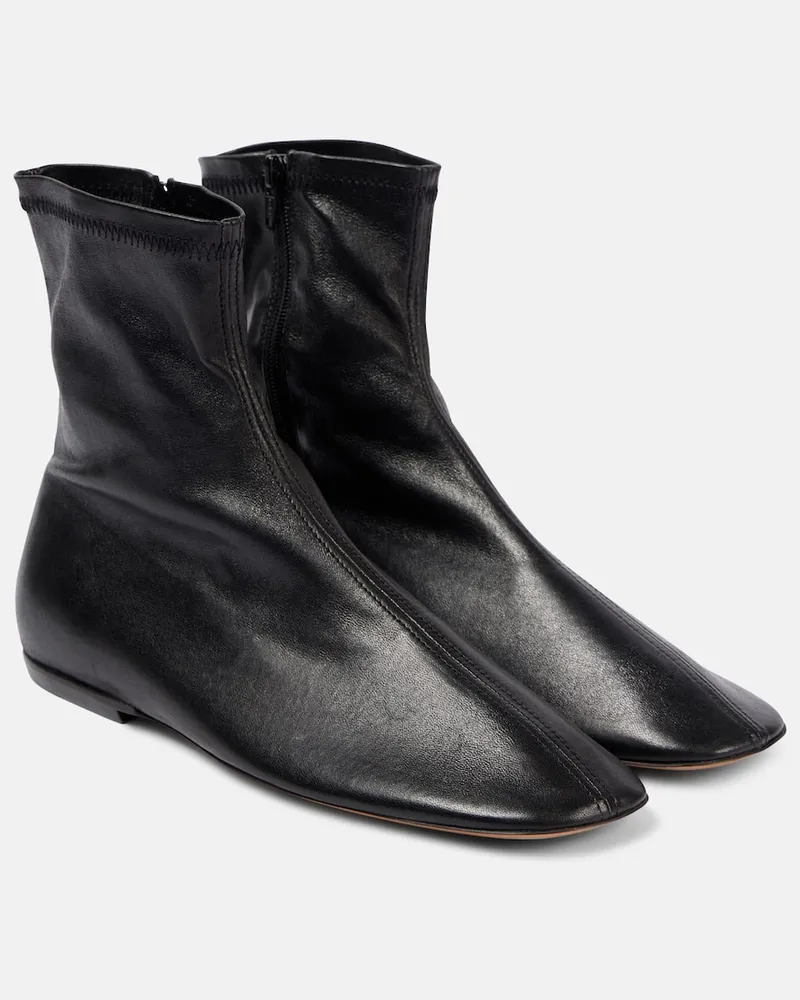 Dries van Noten Ankle Boots Glove aus Leder Schwarz