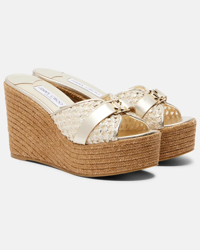 Jimmy Choo Espadrille-Wedges Leda aus Leder Gold