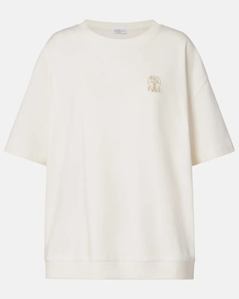 Brunello Cucinelli T-Shirt aus Baumwolle Weiß