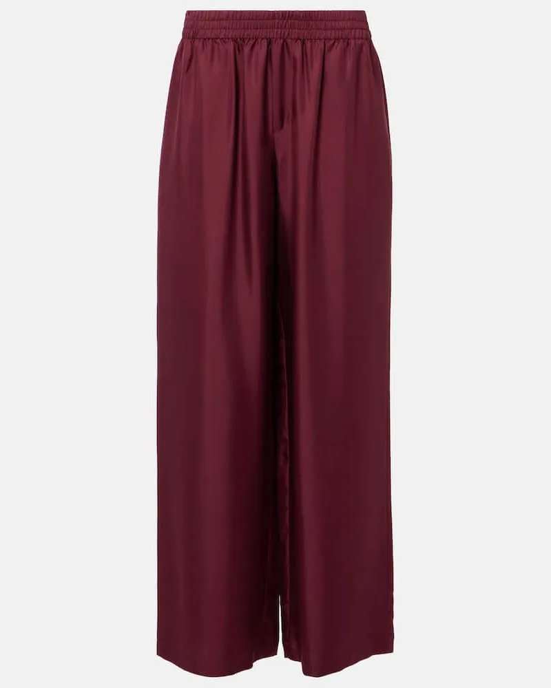 Lisa Yang Weite Hose aus Seidensatin Burgund