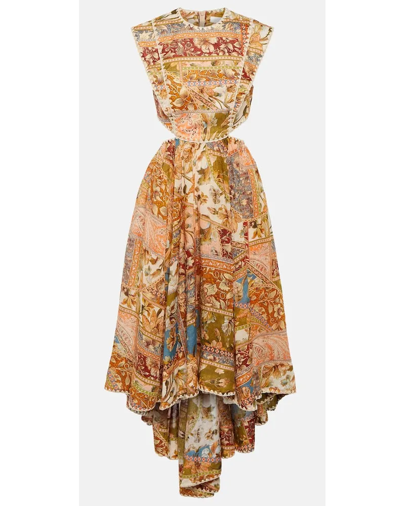 Zimmermann Midikleid Chintz aus Ramie Multicolor