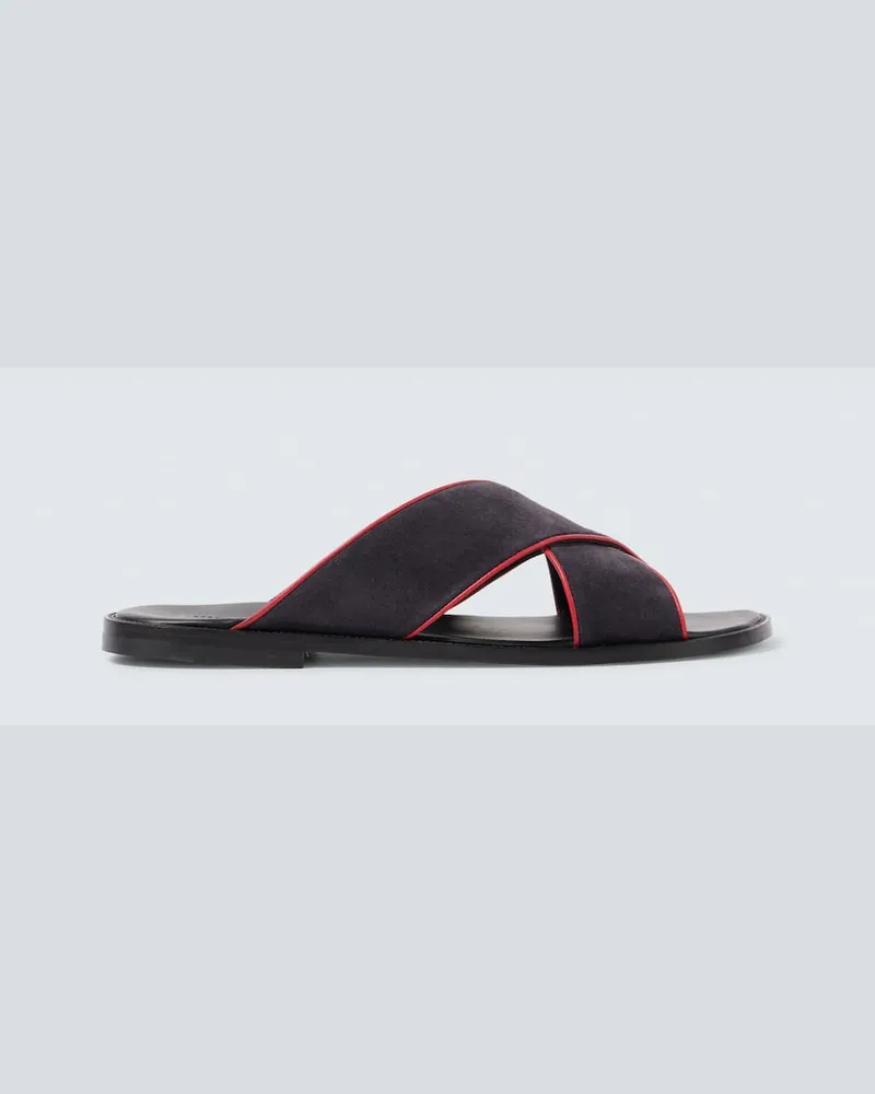 Manolo Blahnik Sandalen Otawi aus Veloursleder Blau
