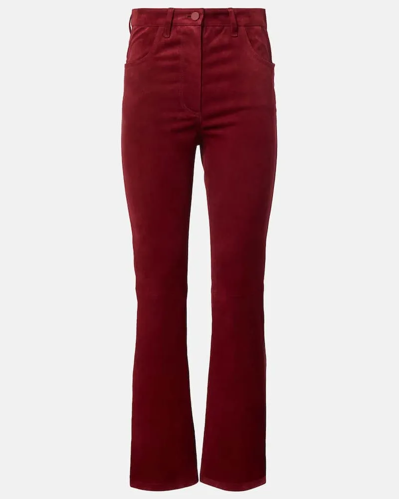 Joseph Schmale High-Rise-Hose aus Veloursleder Rot
