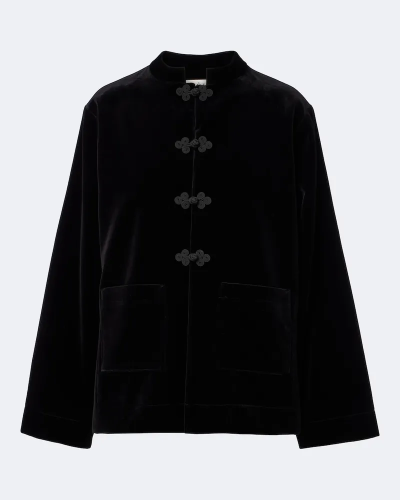 Róhe Róhe Jacke aus Baumwoll-Samt Schwarz