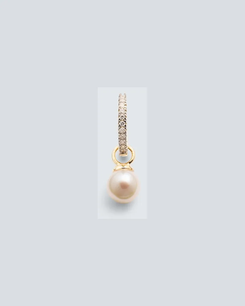 MATEO Einzelner Ohrring aus 14kt Gelbgold mit Diamanten und Süßwasserperle Gold