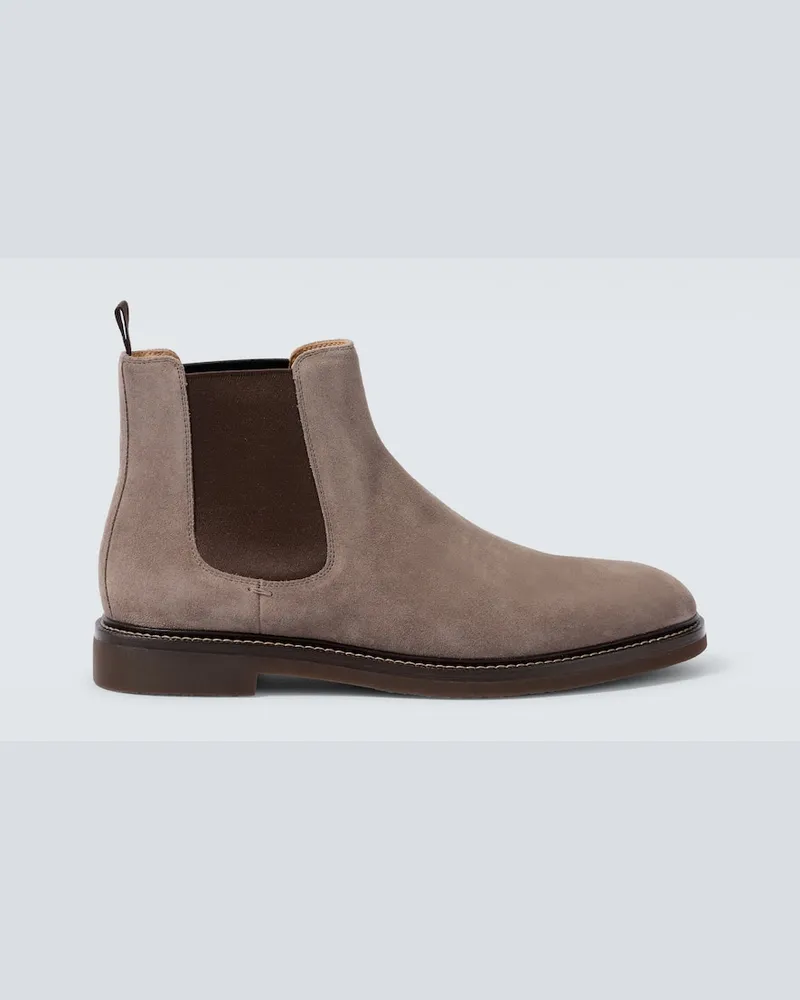 Brunello Cucinelli Chelsea Boots aus Veloursleder Braun