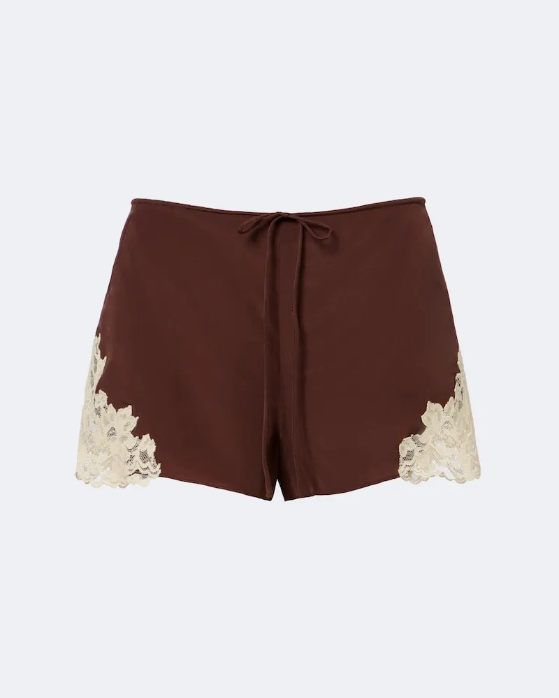 De La Vali Shorts Elia aus Crêpe de Chine mit Spitze Braun