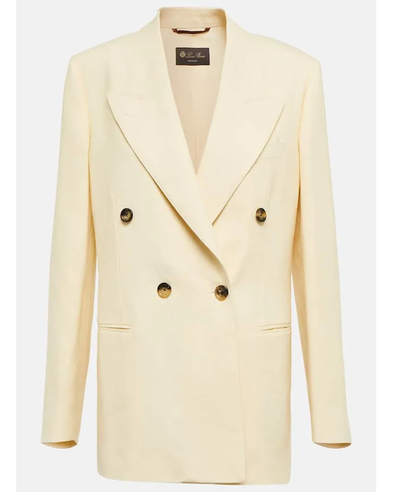 Loro Piana Blazer aus Leinen und Wolle Weiss