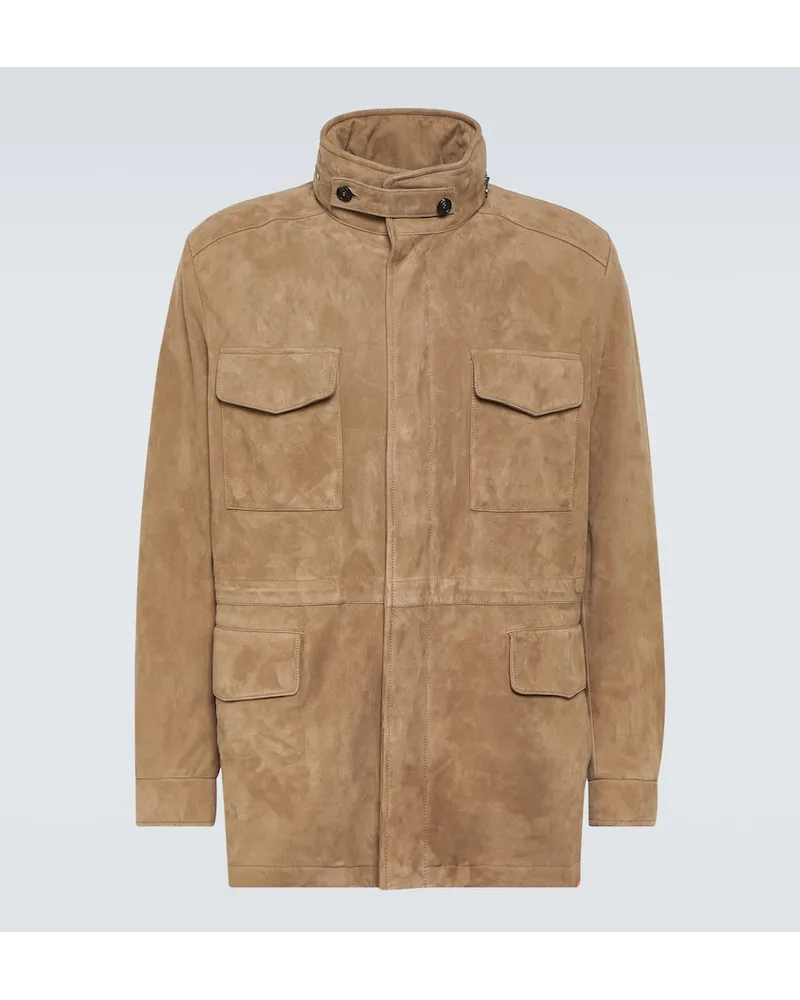 Loro Piana Jacke Traveller aus Veloursleder Beige