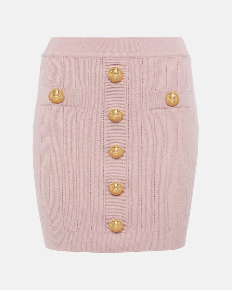 Balmain High-Rise-Minirock aus Strick Rosa