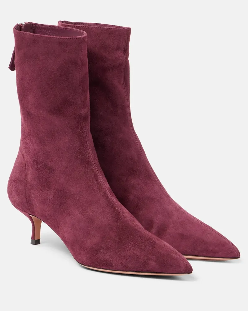 Aquazzura Ankle Boots Montmartre aus Veloursleder Lila