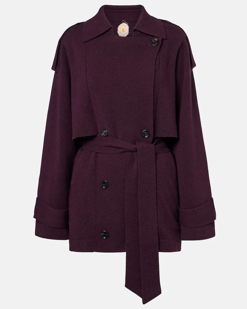 Jardin des Orangers Cropped-Bikerjacke aus Wolle und Kaschmir Violett