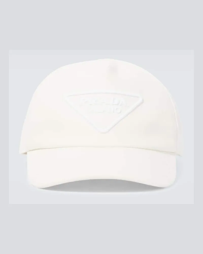 Prada Baseballcap aus Baumwolle Weiß