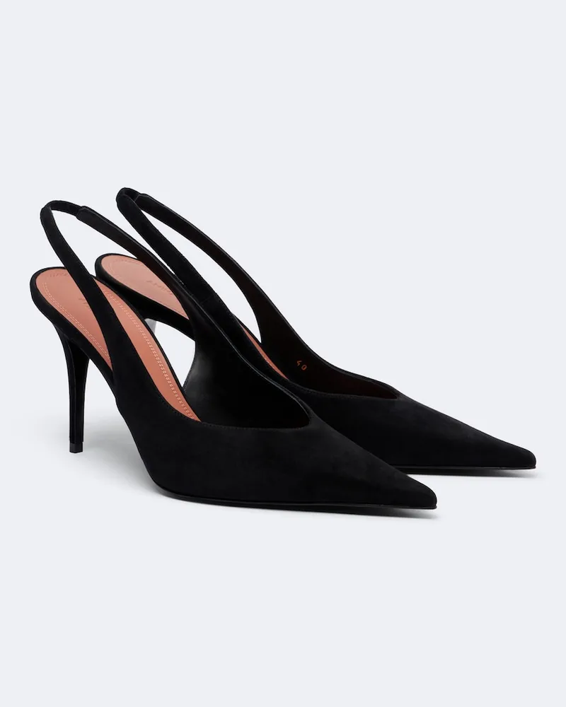 Amina Muaddi Slingback-Pumps Anok aus Veloursleder Schwarz