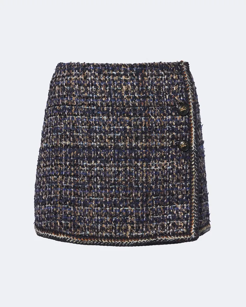 Etro Minirock aus Tweed Blau