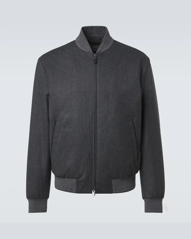 Canali Bomberjacke aus Wolle Grau