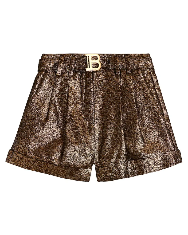 Balmain Shorts aus Lamé Gold
