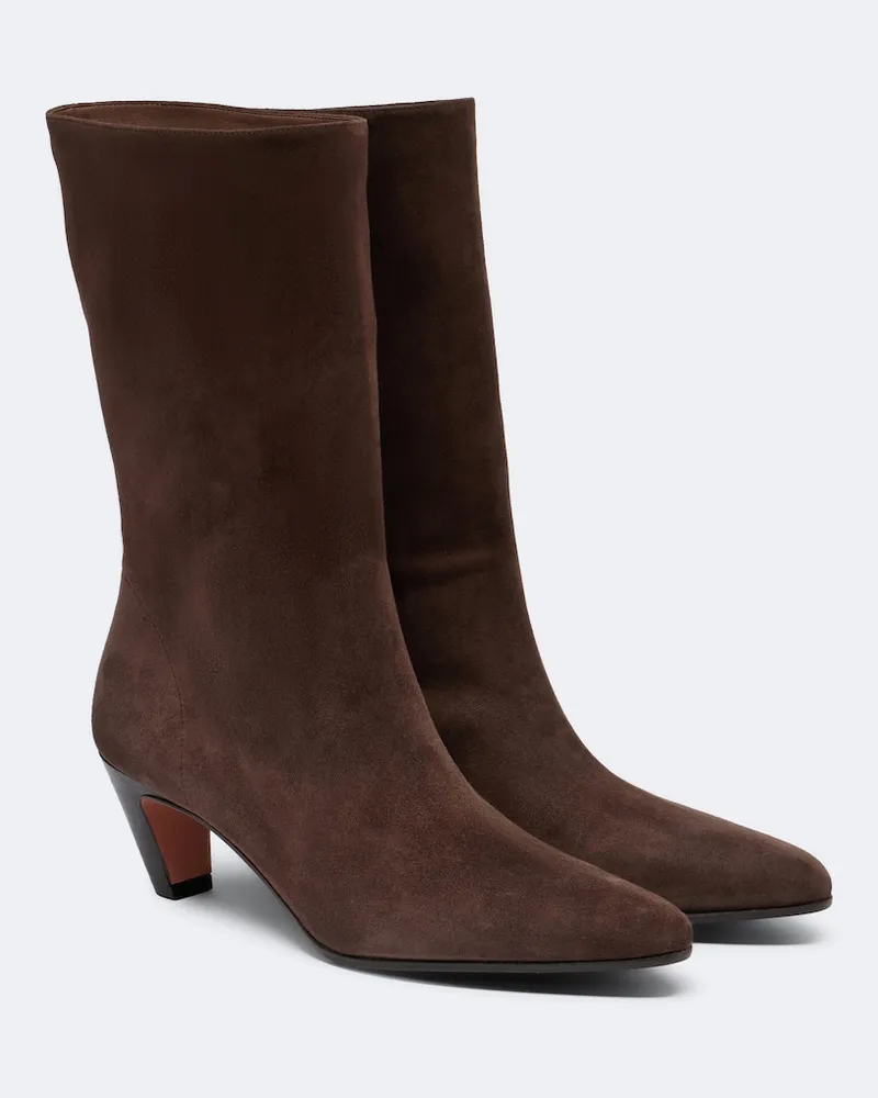 Aquazzura Ankle Boots Slouchy 50 aus Veloursleder Braun