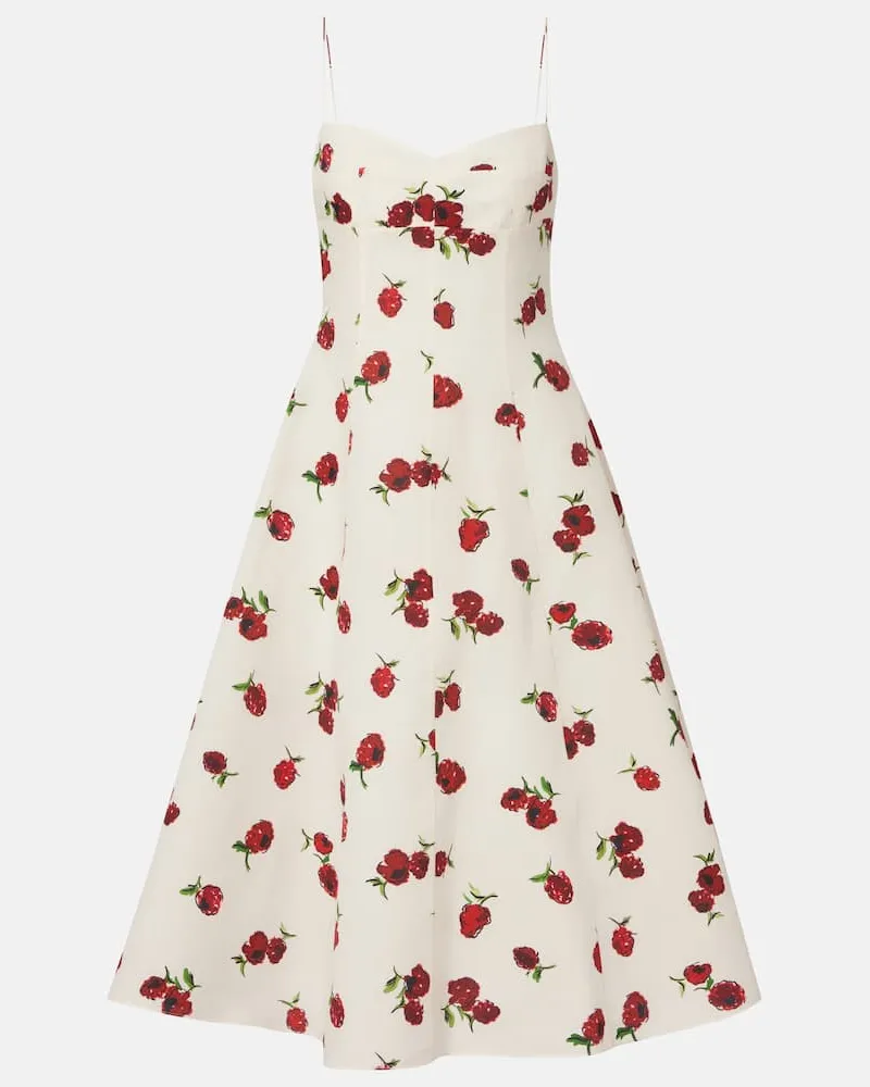 KHAITE Midikleid Isabella aus Seide und Baumwolle Weiß
