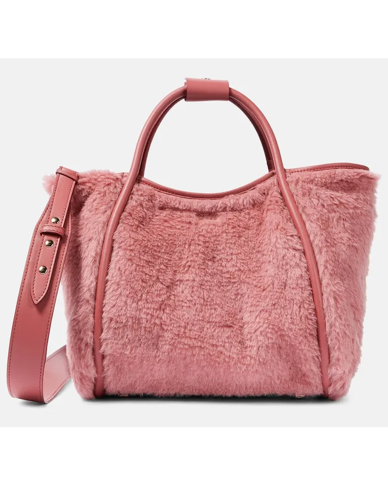 Max Mara Tote Marine Medium aus Teddyfleece Pink