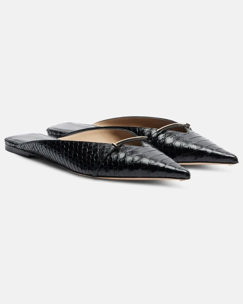 Tom Ford Slippers T Icon aus Leder Schwarz