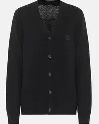 Acne Studios Cardigan Face aus Wolle Schwarz