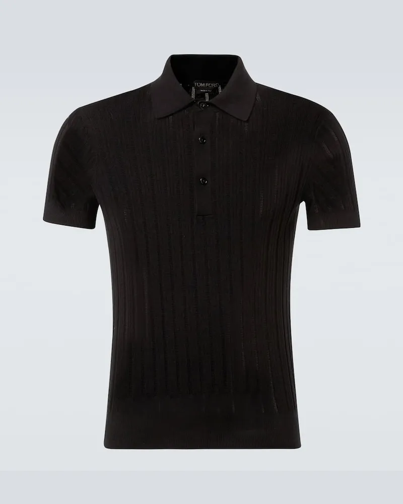 Tom Ford Polohemd aus Baumwolle und Seide Schwarz