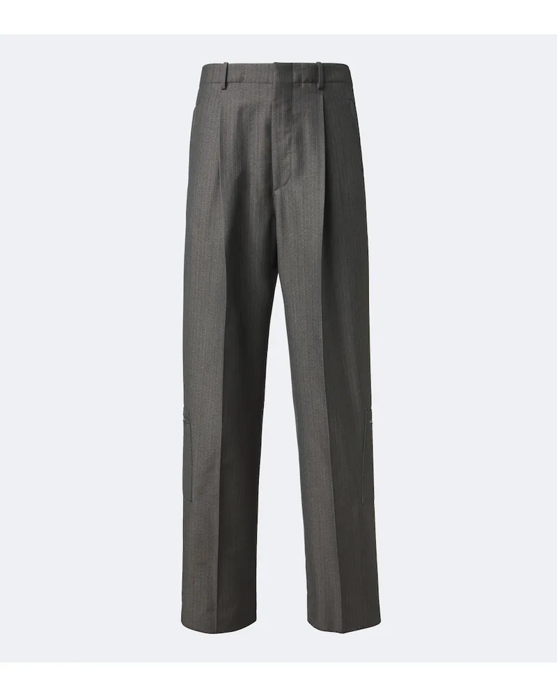 Bottega Veneta Weite Hose aus Wolle und Mohair Grau