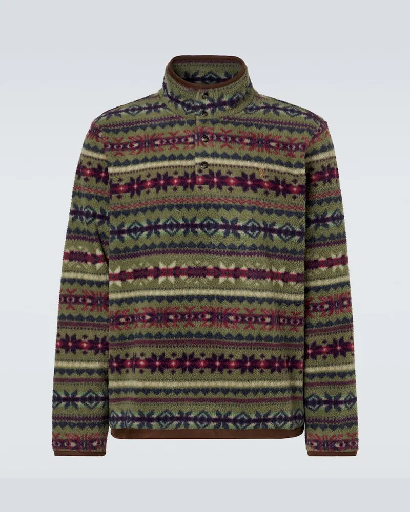 Ralph Lauren Bedruckter Pullover aus Teddyfleece Grün