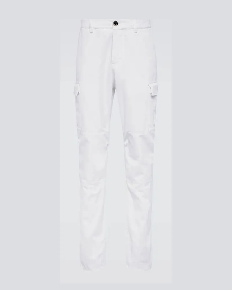 Brunello Cucinelli Cargohose aus Baumwoll-Gabardine Weiã