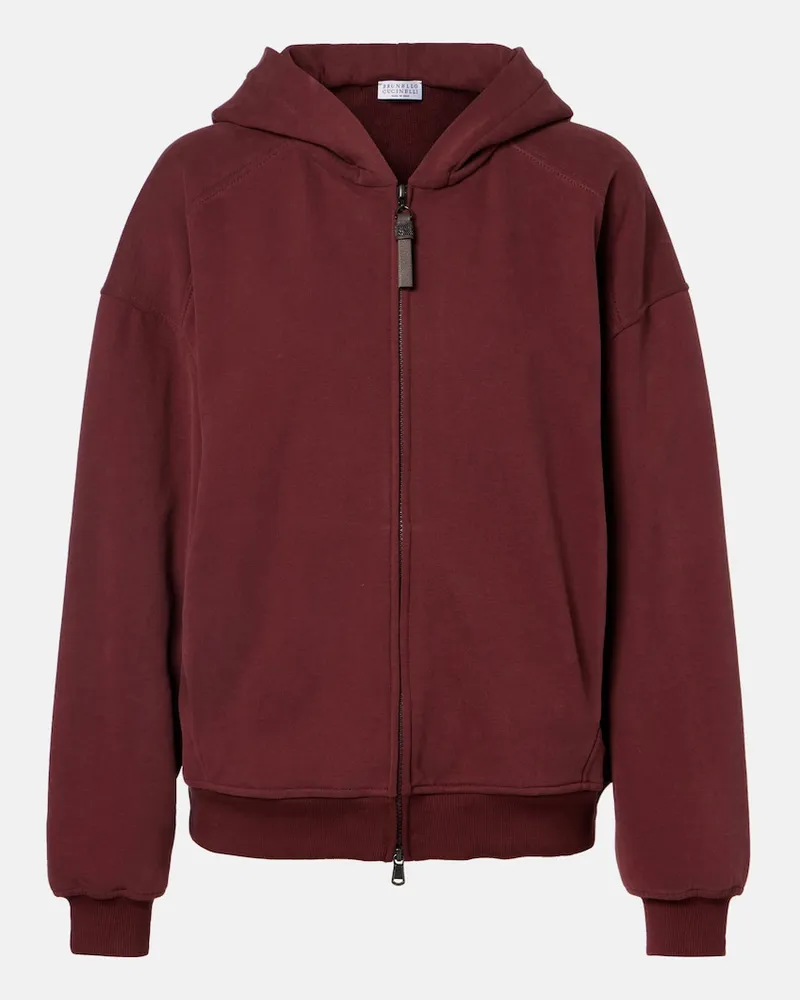 Brunello Cucinelli Kapuzenjacke Monili aus Baumwoll-Jersey Braun