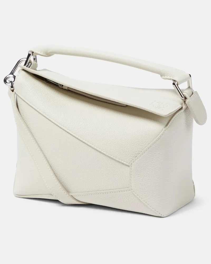 Loewe Tote Puzzle Small aus Leder Weiß