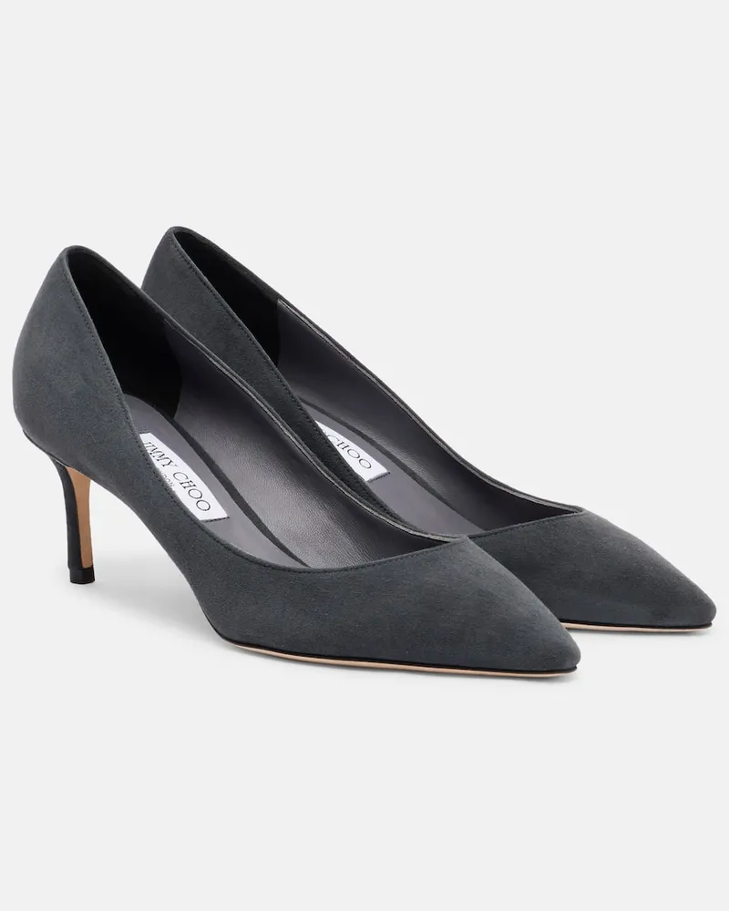 Jimmy Choo Pumps Romy 60 aus Veloursleder Grau