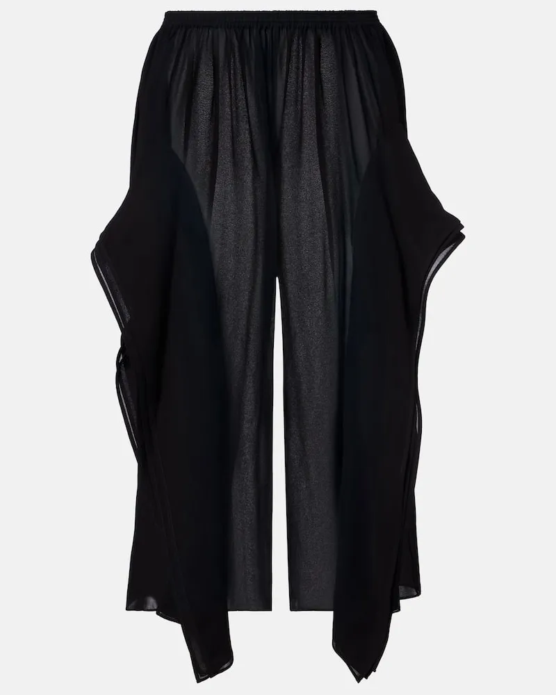 Alaïa Alaïa Weite Low-Rise-Hose aus Georgette Schwarz