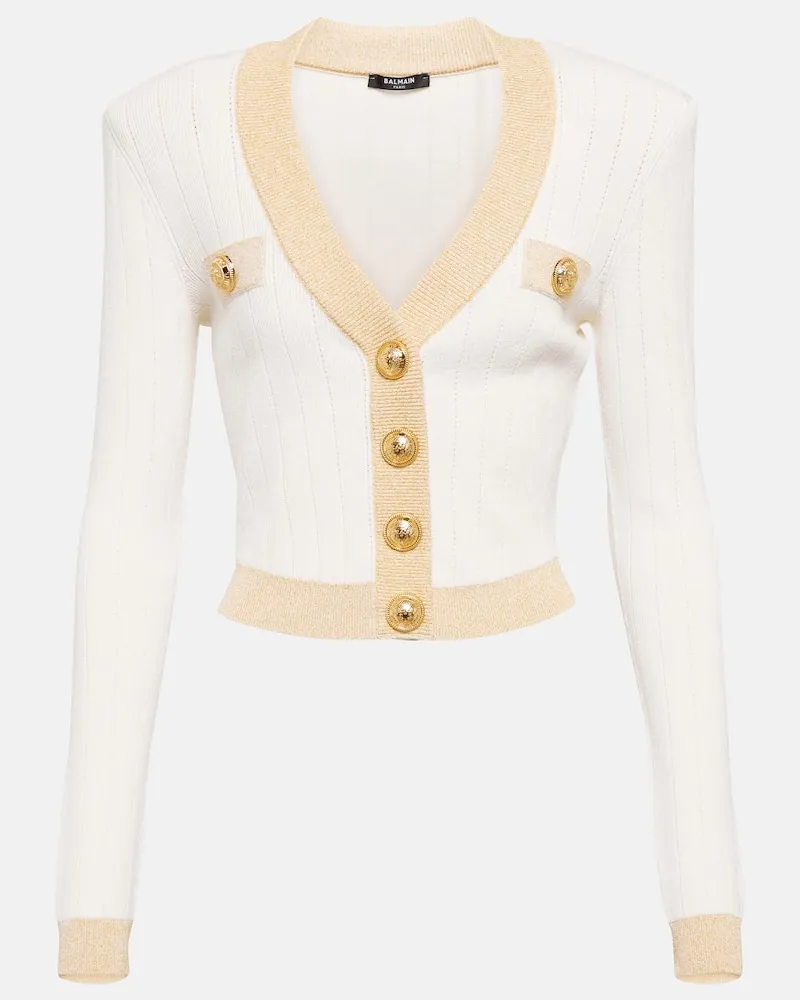 Balmain Cardigan aus Strick Weiß